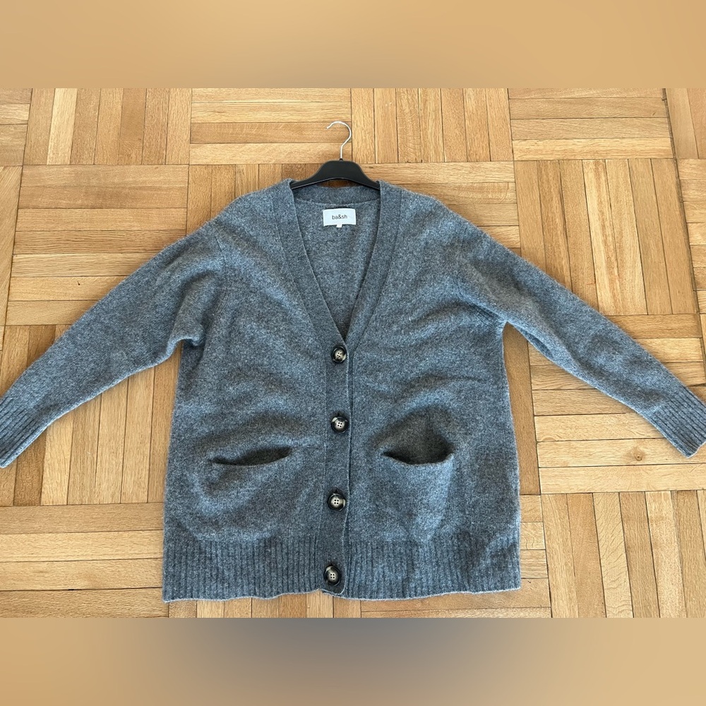 BASH Heather Grey Wool Oversized Cardigan - Picture 11 of 15